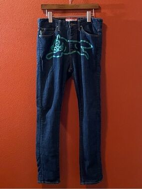 Billionaire Boys Club Men’s Ice Cream Running Dog Denim Dark Wash Blue Jeans